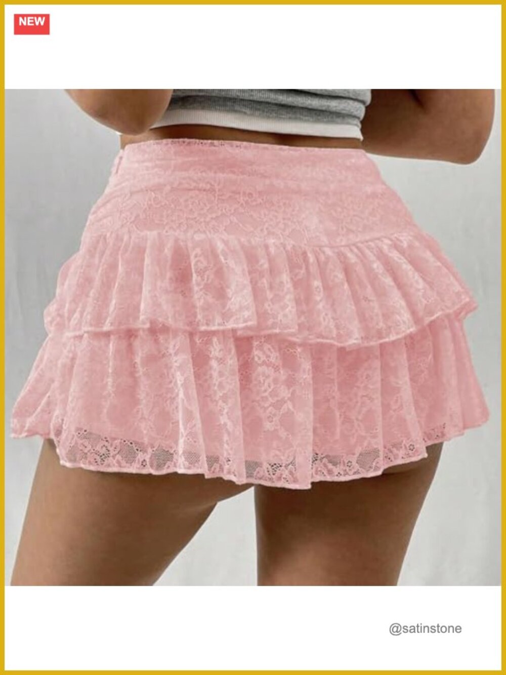 Lace Ruffle Mini Skirt Low Waist Pleated Y2k Fairy Mesh - Picture 3 of 3